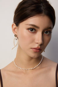 S925 silver vintage gold natural pearl earrings