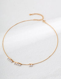 S925 silver simple imitation pearl necklace