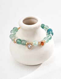 S925 silver fashion natural pearl green and yellow stone zircon bracelet