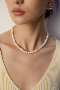 Sterling silver natural pearl necklace