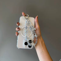 Blue Wind Chime | Super beautiful! Handmade hand-beaded fresh flash double-layer camera chain