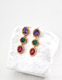 S925 silver fashion colourful zircon earrings