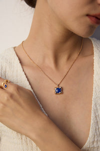 S925 silver simple and fashionable lapis lais necklace pendant