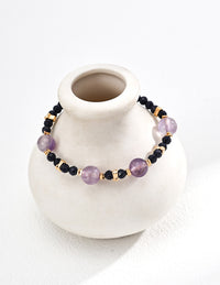 S925 Silver Fashion Natural Lavender Light Amethyst Blue Sand Bead Bracelet