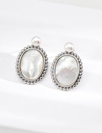 S925 silver natural mother-of-pearl earrings