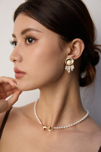 S925 silver vintage natural pearl earrings