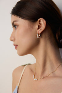 S925 silver simple imitation pearl earrings